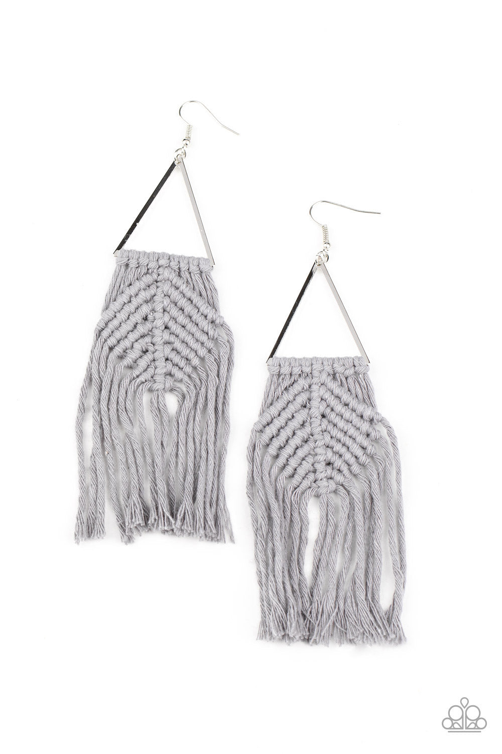 Macrame Jungle - Silver Fringe Earring Paparazzi Accessories
