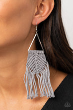 Load image into Gallery viewer, Macrame Jungle - Silver Fringe Earring Paparazzi Accessories