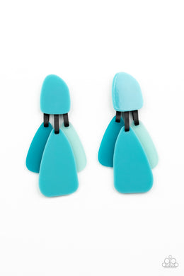 All FAUX One - Blue Acrylic Post Earring Paparazzi Accessories