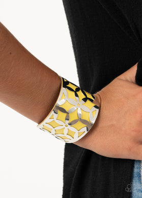 Garden Fiesta - Yellow Cuff Bracelet Paparazzi Accessories