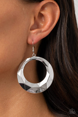 Fiercely Faceted - Silver Earrings Paparazzi Accessories