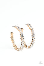 Load image into Gallery viewer, Can I Have Your Attention? - Gold Rhinestone Hoop Earrings Paparazzi Accessories