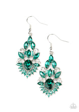 Load image into Gallery viewer, Ice Castle Couture - Green Rhinestone Earrings Paparazzi Accessories