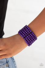Load image into Gallery viewer, Tanning in Tanzania - Purple Wooden Stretchy Bracelet Paparazzi Accessories
