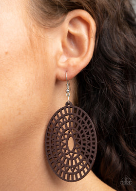 Tropical Retreat - Brown Wooden Earring Paparazzi Accessories