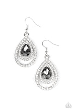Load image into Gallery viewer, So The Story GLOWS - Silver Rhinestone Earrings Paparazzi Accessories
