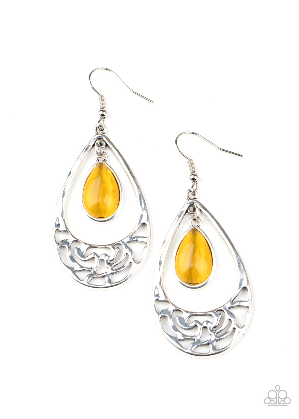 DEW You Feel Me? - Yellow Cat's Eye Earrings Paparazzi Accessories