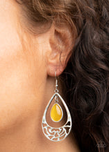 Load image into Gallery viewer, DEW You Feel Me? - Yellow Cat&#39;s Eye Earrings Paparazzi Accessories
