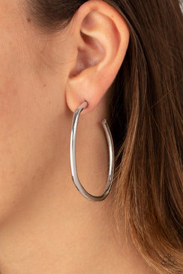 Rough It Up - Silver Hoop Earrings Paparazzi Accessories