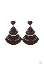 Load image into Gallery viewer, Oriental Oasis - Brown Wooden Post Earrings Paparazzi Accessories