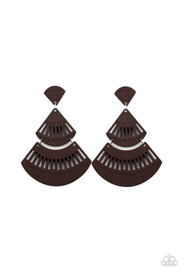 Oriental Oasis - Brown Wooden Post Earrings Paparazzi Accessories