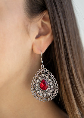 Eat, Drink, and BEAM Merry - Red Rhinestone Earrings Paparazzi Accessories