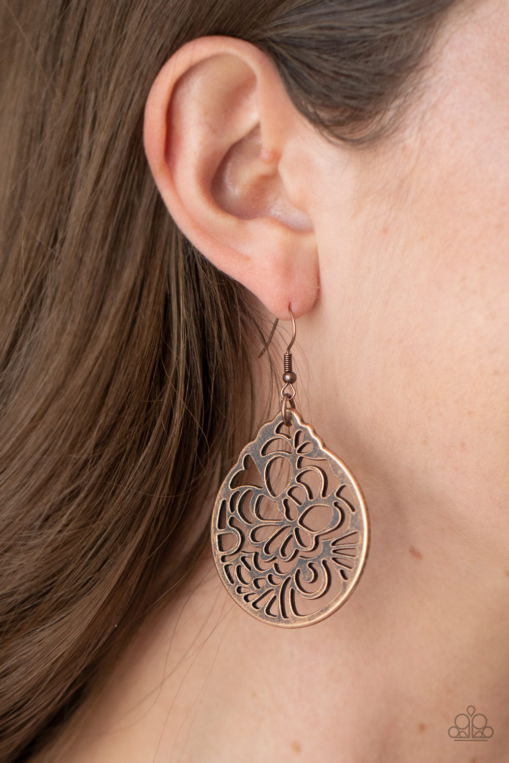 Garden Mosaic - Copper Floral Earrings Paparazzi Accessories