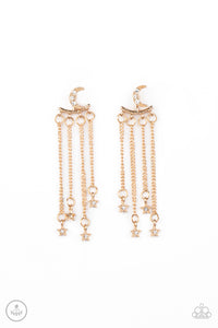 gold,jacket,post,Cosmic Goddess - Gold Earrings