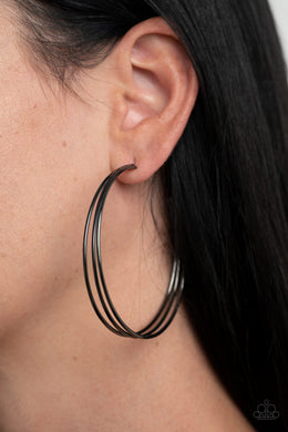 Rimmed Radiance - Black Hoop Earrings Paparazzi Accessories