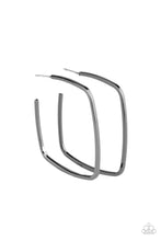 Load image into Gallery viewer, Brazen Beauty - Black Gunmetal Hoop Earrings Paparazzi Accessories