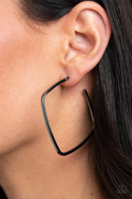 Brazen Beauty - Black Gunmetal Hoop Earrings Paparazzi Accessories