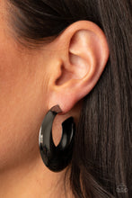 Load image into Gallery viewer, Chic CRESCENTO - Black Gunmetal Hoop Earrings Paparazzi Accessories