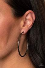 Load image into Gallery viewer, Curved Couture - Black Gunmtal Hoop Earrings Paparazzi Accessories