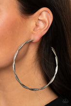 Load image into Gallery viewer, Out of Control Curves - Silver Hoop Earrings Paparazzi Accessories