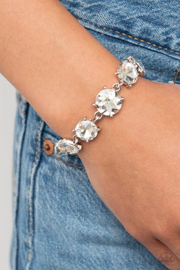 Cant Believe My ICE - White Rhinestone Bracelet Paparazzi Accessories