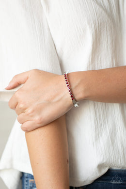 Stellar Beam - Red Rhinestone Hinge Bracelet Paparazzi Accessories
