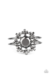gunmetal,hematite,hinge,rhinestones,Elaborate Elegance - Black Bracelet