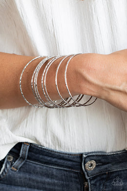Thanks For GLISTENING - Silver Bangle Bracelets Paparazzi Accessories