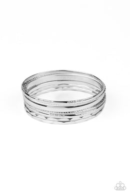 Top Of The Heap - Silver Bangle Bracelet Paparazzi Accessories