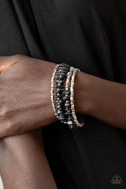 Rockin Renegade - Black Stone Coil Bracelet Paparazzi Accessories