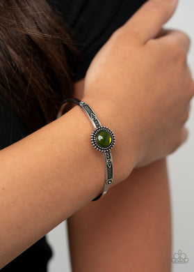 PIECE of Mind - Green Stone Cuff Bracelet Paparazzi Accessories