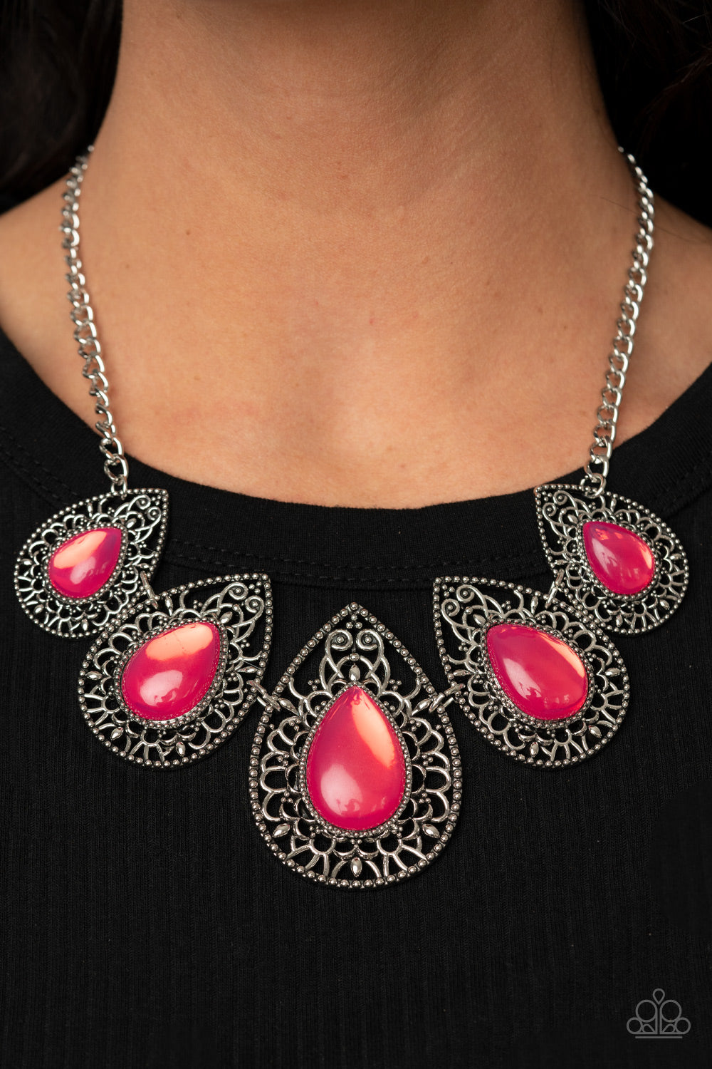 Opal Auras - Pink Necklace Paparazzi Accessories