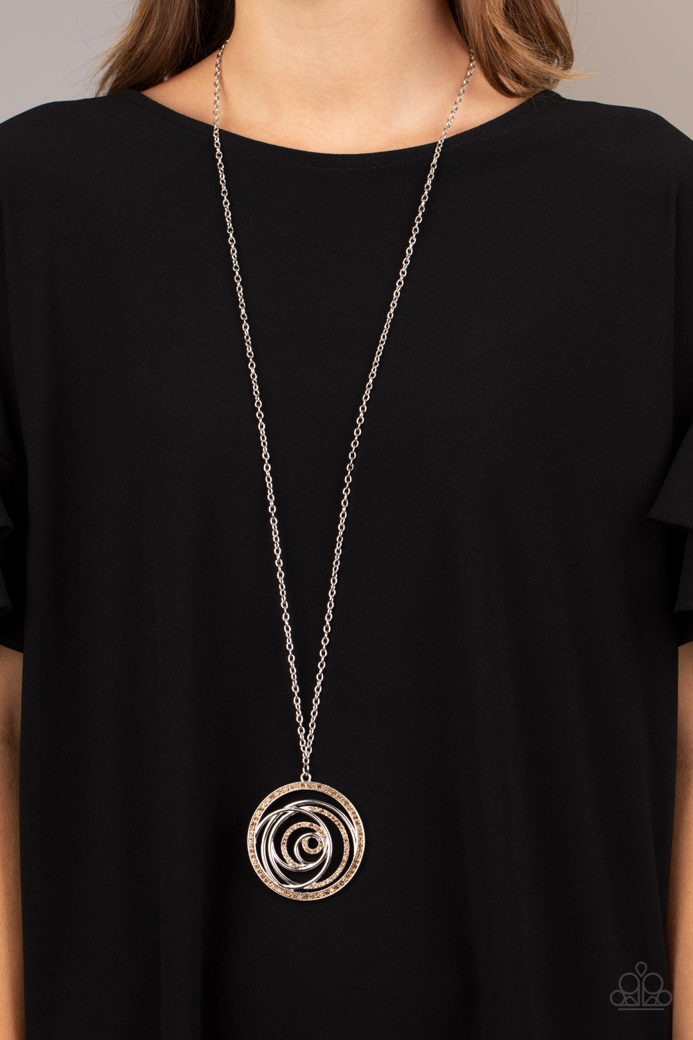 Subliminal Sparkle - Brown Rhinestone Necklace Paparazzi Accessories