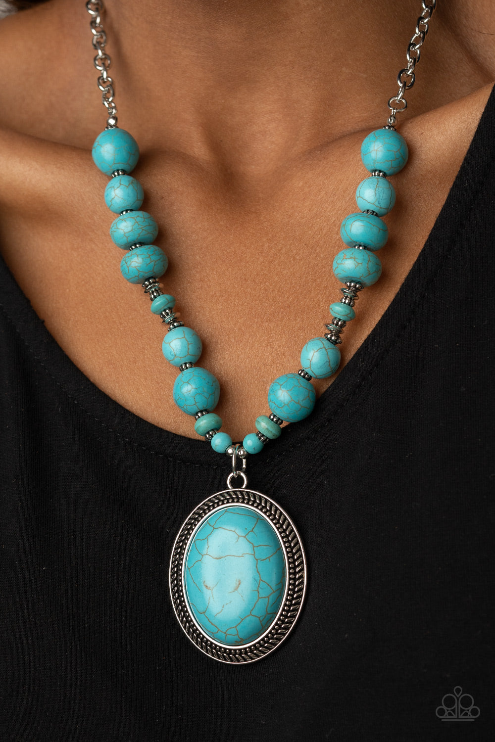Home Sweet HOMESTEAD - Blue Necklace Paparazzi Accessories