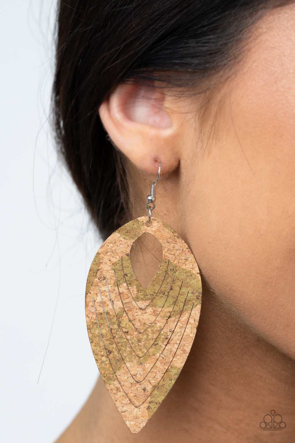Cork Cabana - Green Earrings Paparazzi Accessories