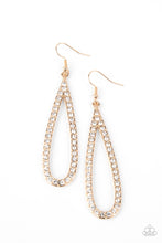 Load image into Gallery viewer, Glitzy Goals - Gold Rhinestone Earrings Paparazzi Accessories