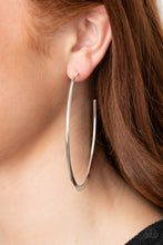 Load image into Gallery viewer, Flatlined - Silver Hoop Earring Paparazzi Accessories
