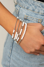 Load image into Gallery viewer, BEAD Between The Lines - White Stretchy Bracelet Paparazzi Accessories