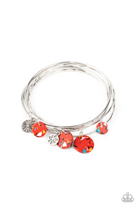 Bangles,charm,floral,red,Prairie Plains - Multi Bangle Bracelets