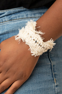 Homespun Hardware - White Macrame Bracelet Paparazzi Accessories