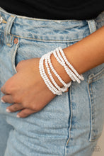Load image into Gallery viewer, Thank Me LAYER - White Stretchy Bracelet Paparazzi Accessories