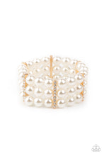 Load image into Gallery viewer, Modern Day Majesty - Gold Pearl Stretchy Bracelet Paparazzi Accessories