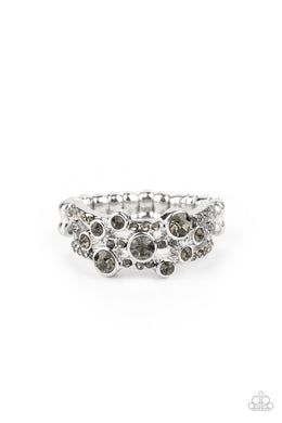 Bubbly Effervescence - Silver Rhinestone Ring Paparazzi Accessories