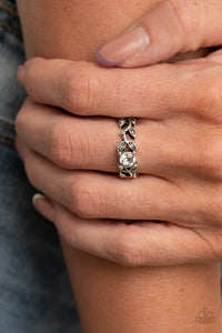 Dainty Back,floral,rhinestones,Skinny Back,white,Wide Back,Frosted Flower Beds - White Ring