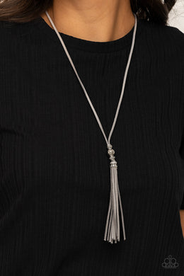 Hold My Tassel - Silver Leather Necklace Paparazzi Accessories