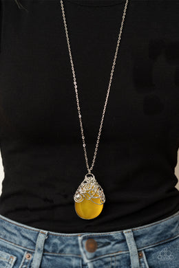 Tangled Gardens - Yellow Cat's Eye Necklace Paparazzi Accessories