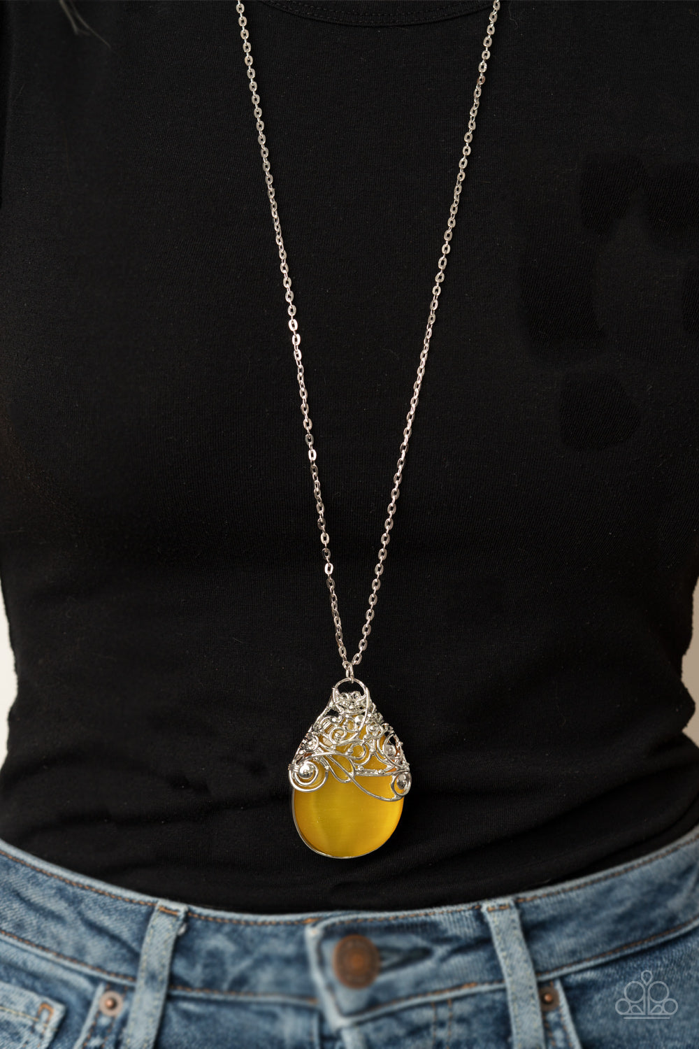 Tangled Gardens - Yellow Cat's Eye Necklace Paparazzi Accessories