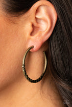 Load image into Gallery viewer, Imprinted Intensity - Brass Hoop Earrings Paparazzi Accessories
