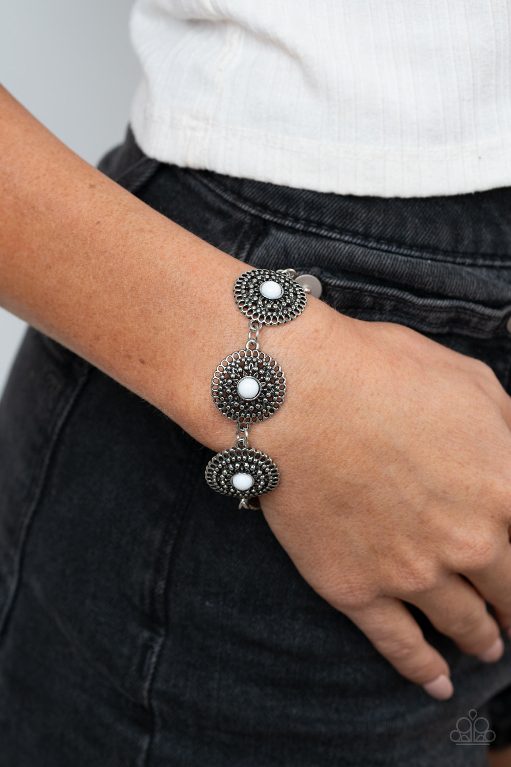 Mojave Mandalas - White Bracelet Paparazzi Accessories