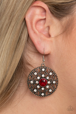 GLOW Your True Colors - Red Rhinestone Earrings Paparazzi Accessories